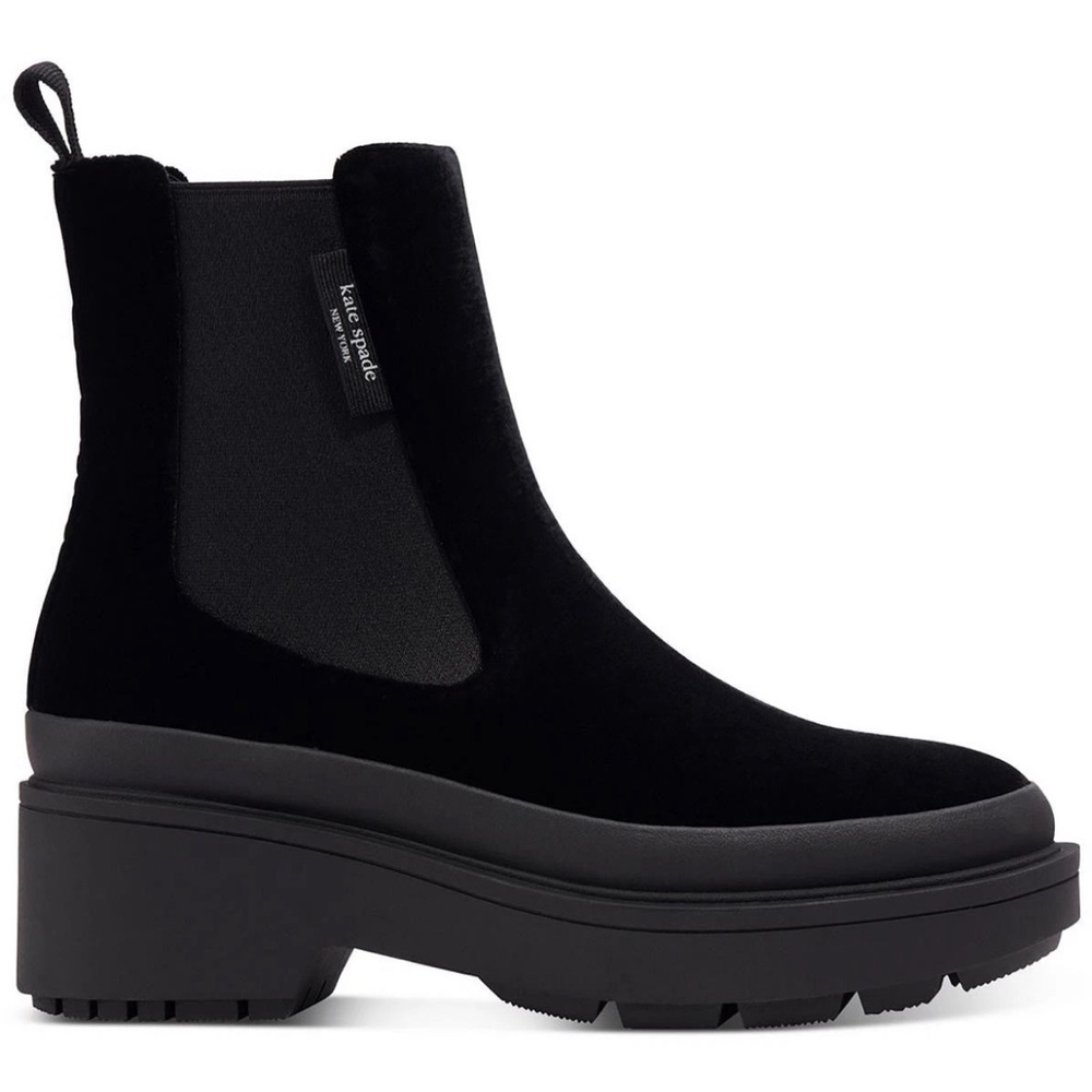 Kate Spade New York Winnie  Black Velvet Chelsea Boots MSRP $248 11 Medium New - Picture 2 of 10